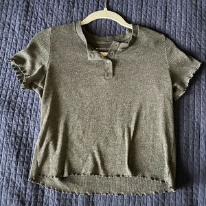 Ribbed Grey Crop Top